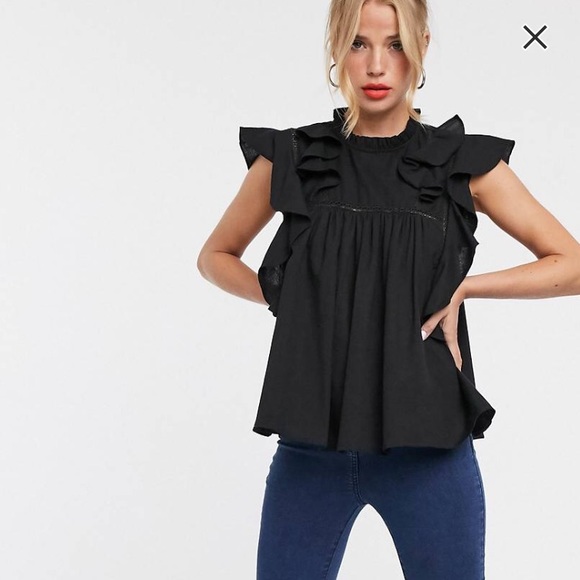ASOS Tops - EUC ASOS ruffled blouse size 0 XS Black. Worn once